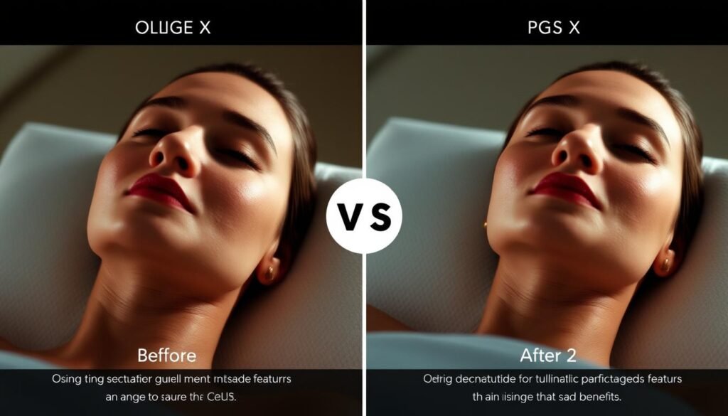 Generate an image of Oligio X 原美電波 treatment comparison